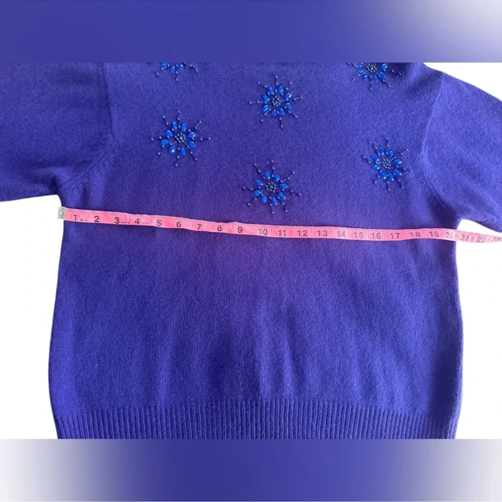 Elegant Vintage Le Moda Purple Embellished Hand loomed cottage core Sweater